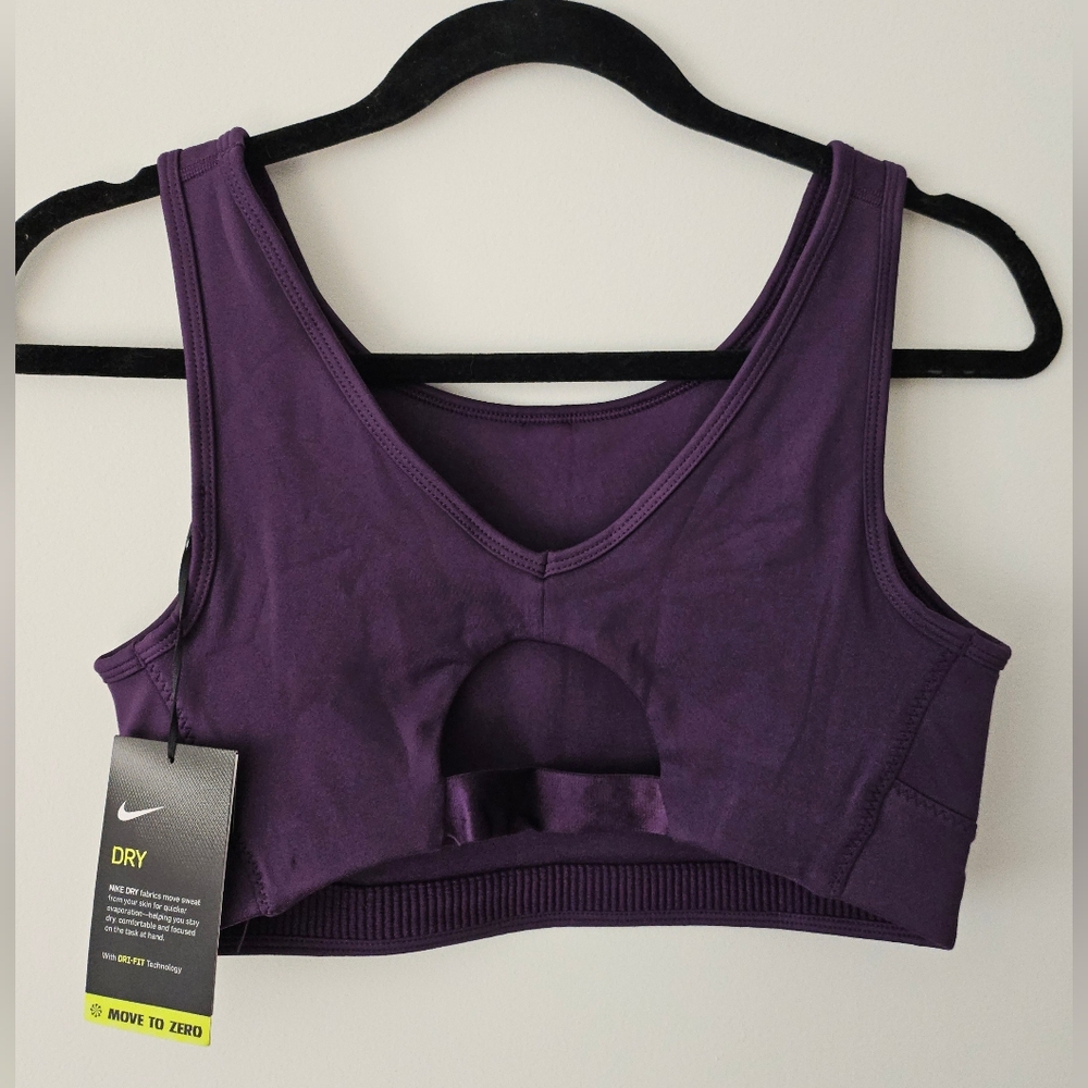 NWT Nike Women’s Athletics Logo Yoga Sports Bra Purple Sz XL Move To Zero